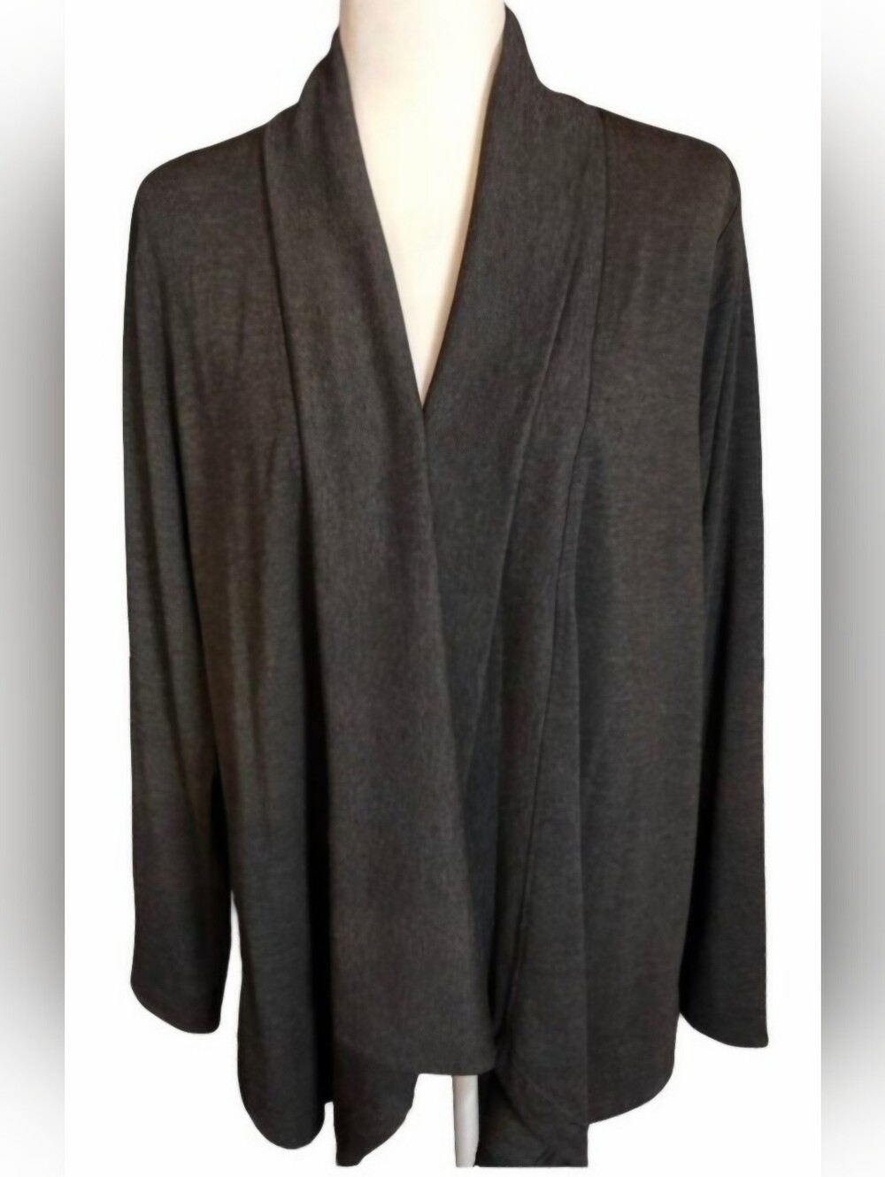 Max & Mia NWT Ultra Soft Modal Charcoal Waterfall Draped Cardigan L